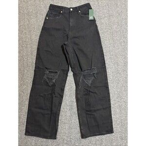 Wild Fable Women's Pants Highest Rise Baggy Distressed Jeans Black Size 4